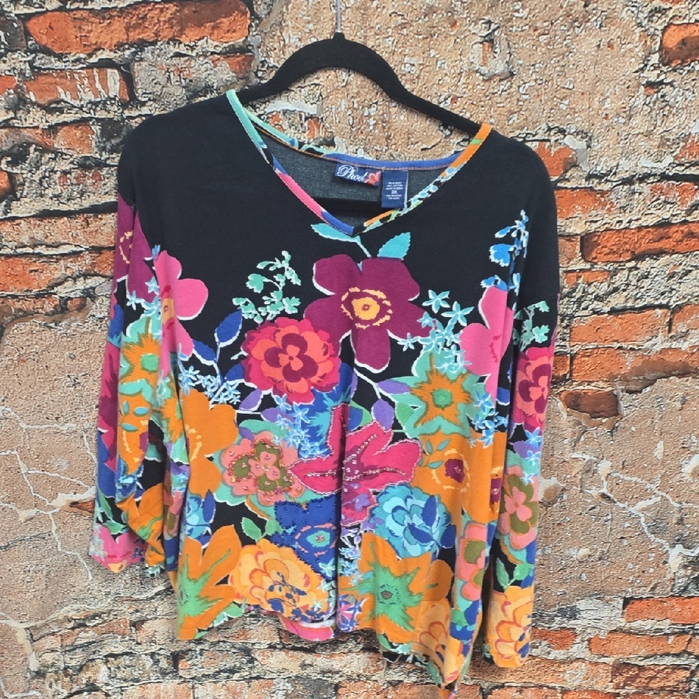 Colorful Floral Women's Top, Size 3X